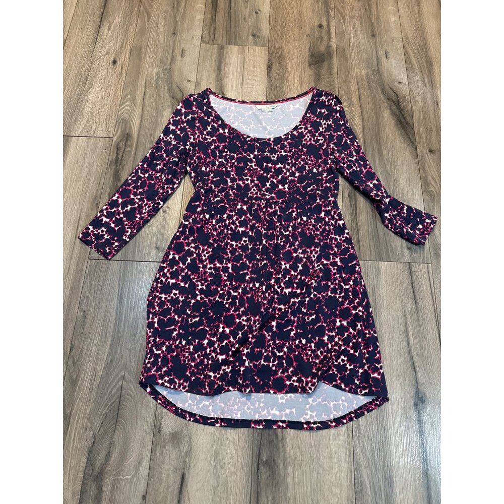Boden Size 8 Navy & Pink Floral Print Fitted Dress